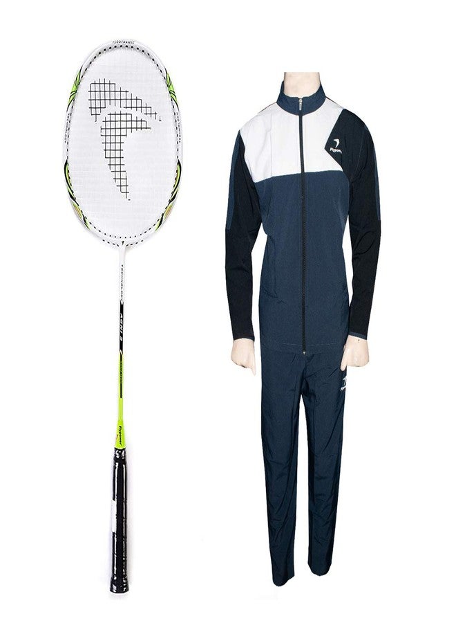 Flypower Badminton Racket Composite Material Agni 3 With Tracksuit Fly Marathon White Grey Size Xs - Image 2