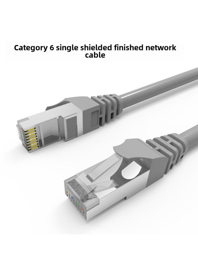 Generic Pure Copper Network Cable Household Super 66 Gigabit Computer 55 Router 10 Broadband Finished High-speed Network 15 Meters-Color:Category 6 Gray Single Shielded Gigabit Passed By Fuluke Oxygen-free Copper-Line Length:0.15m  - Image 1