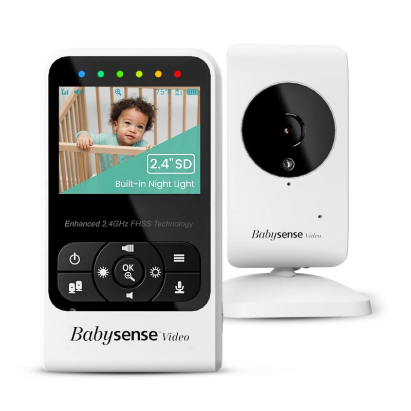 Babysense New Video Baby Monitor with Camera and Audio Long Range Room Temperature Infrared Night Vision Two Way Talk Back Lullabies and High Capacity Battery Model V24R