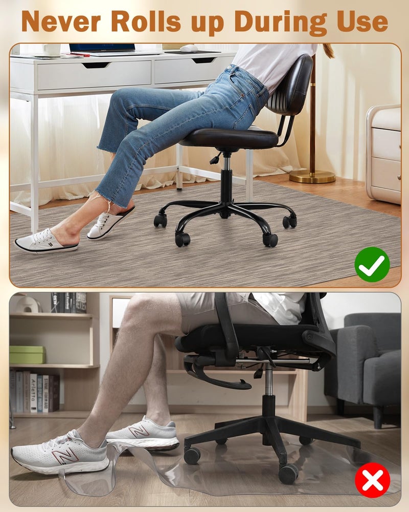 Blvornl Office Chair Mat for Hardwood Floor, 35.4"*47.2" Desk Computer Chair Mat for Hard Wood, Large Anti-Slip Hard Floor Protector Rolling Chair Mat, PVC Mat Desk Rug for Office and Dark Brown - Image 5