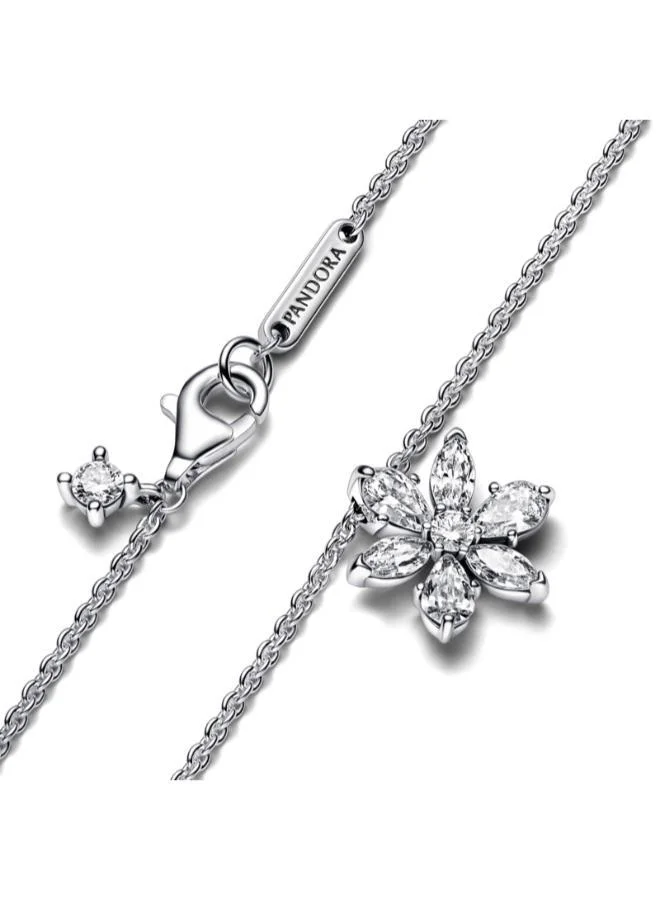 باندورا Herbarium cluster sterling silver collier with clear cubic zirconia