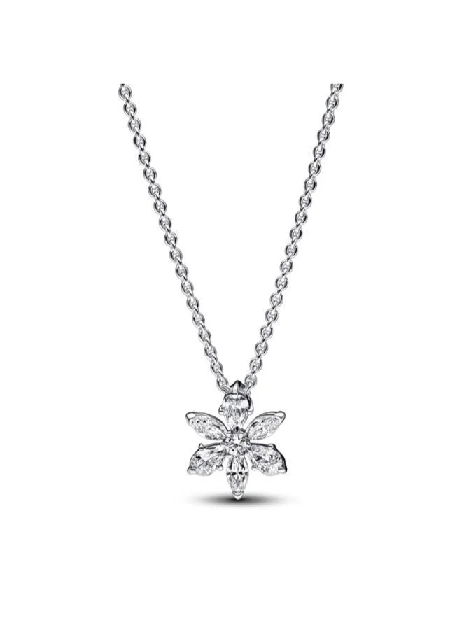 باندورا Herbarium cluster sterling silver collier with clear cubic zirconia