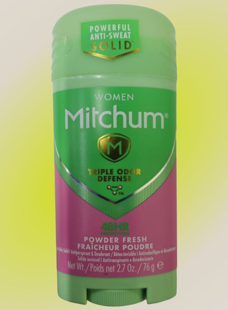 Mitchum Women Stick Solid Antiperspirant Deodorant, Powder Fresh, 2.7 Ounce (Pack of 1) - Image 5