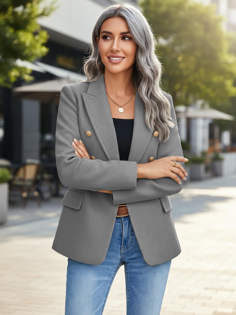Mina Self Wool Blazer Jackets for Women 2026 Fall Winter Grey Women's Long Oversized Trendy Casual Dressy Business Ladies Outfits Womens Blazers Suit for Work Professional - Image 4