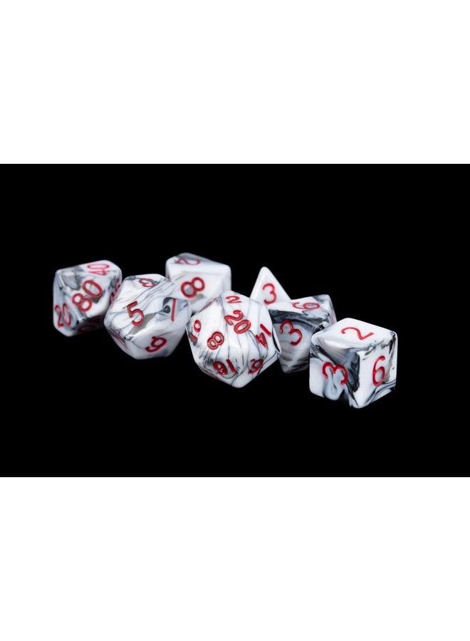 Metallic Dice Games 7Set Mini: Mbl W/Rd Numbers - Image 1