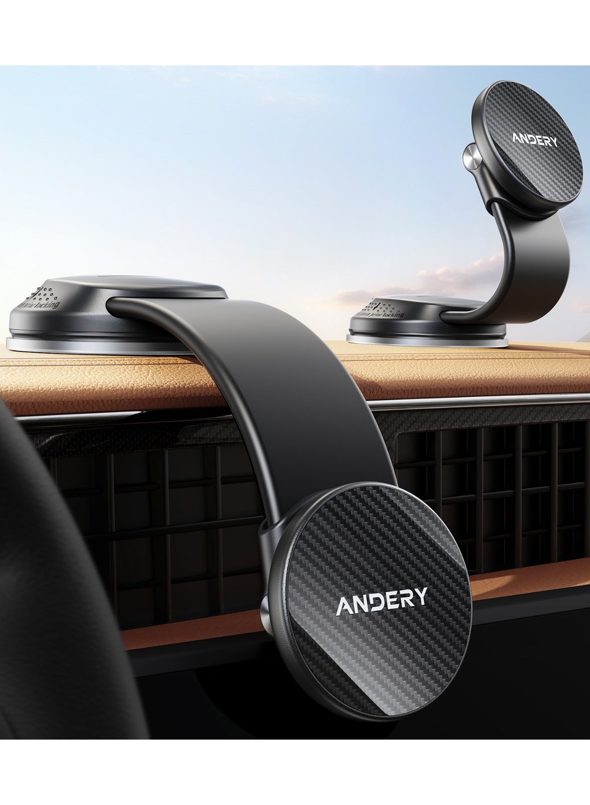 andery Andery Car Phone Holder For Magsafe 360 Adjustable Memory Alloy Arm Bendable Car Mount carbon fiber Z64687CF85C4338F979BCZ