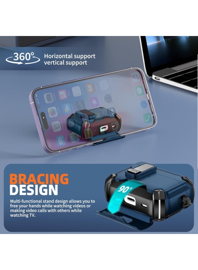 HaDoii for AirPods Pro 3 Case (2025) with Phone Stand & Cleaning Kit,Compatible with Magsafe,Magnetic Automatic Lock Cover for AirPods Pro 3rd Generation, Blue - Image 3