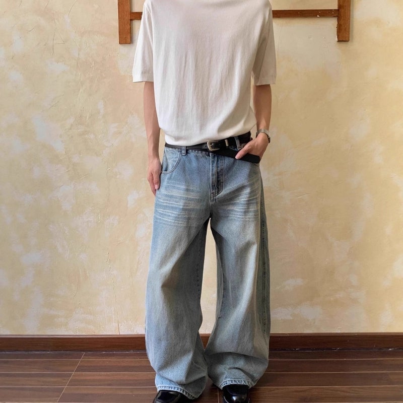 Unisex Classic Denim Jeans Loose Fit Daily Outdoor Wear - Image 3