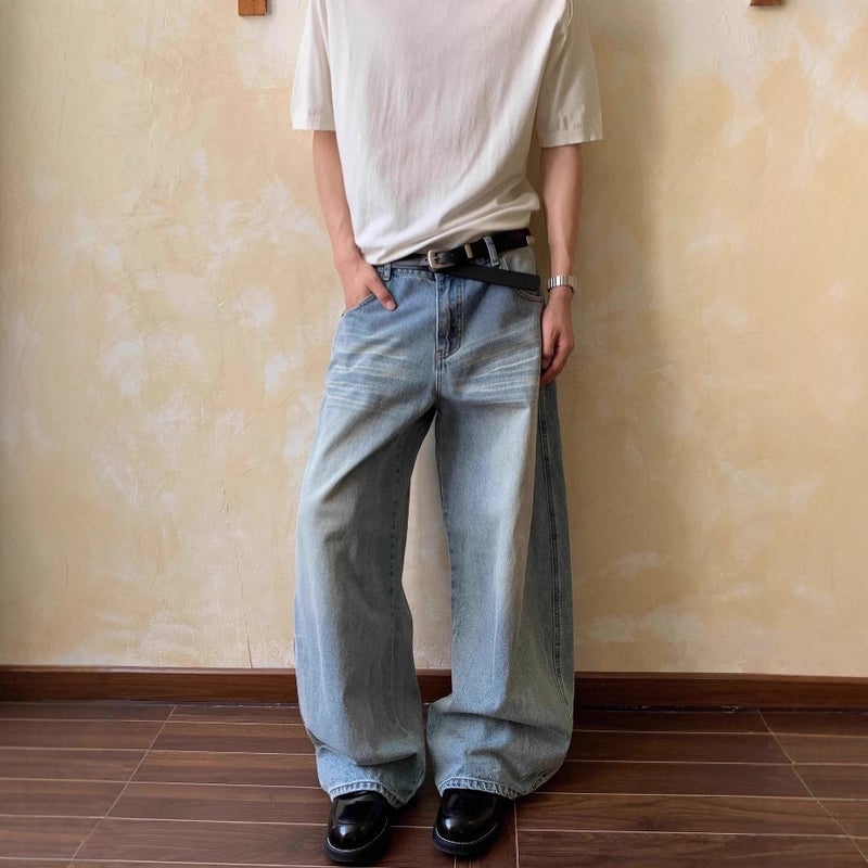 Unisex Classic Denim Jeans Loose Fit Daily Outdoor Wear - Image 1