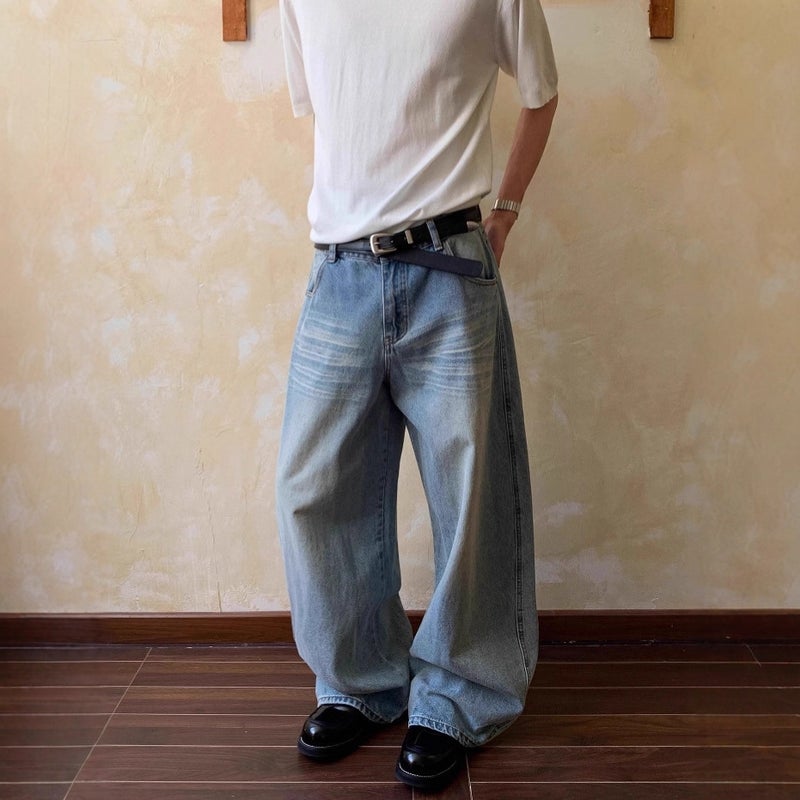 Unisex Classic Denim Jeans Loose Fit Daily Outdoor Wear - Image 2