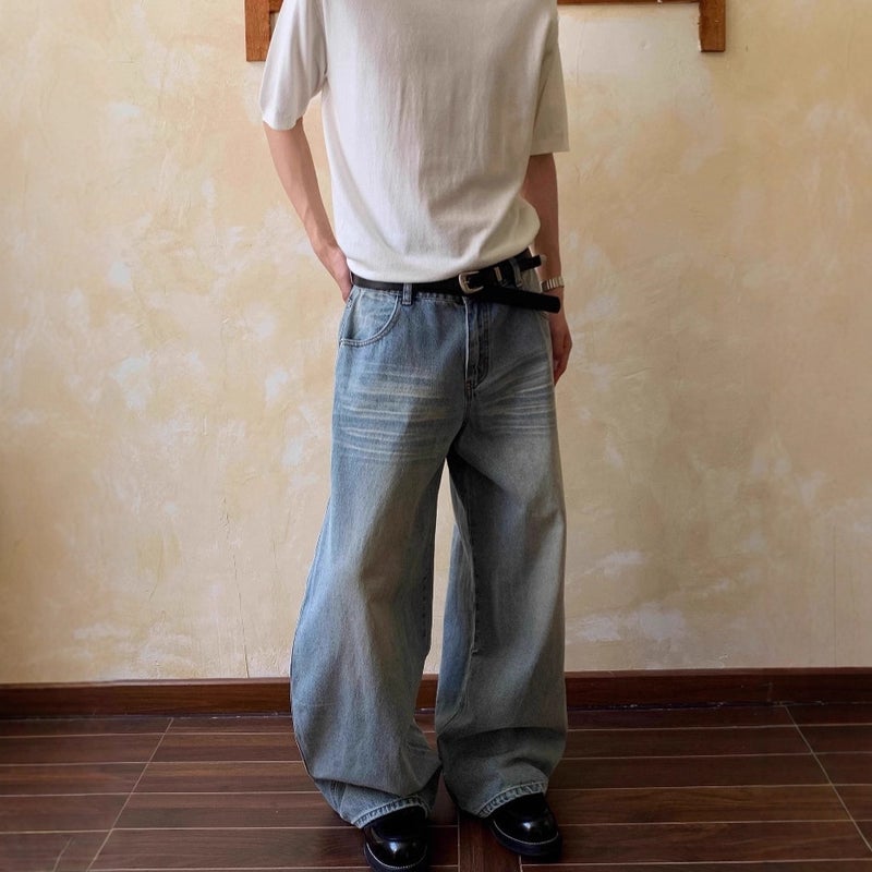 Unisex Classic Denim Jeans Loose Fit Daily Outdoor Wear - Image 4
