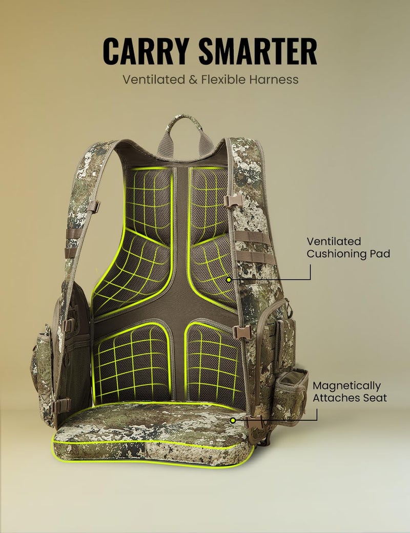 TIDEWE Turkey Vest with Seat, MOLLE System Tactical Hunting Vest with 4 Modular Add-Ons, Turkey Hunting Vest for Men & Women, Truetimber Strata - Image 4