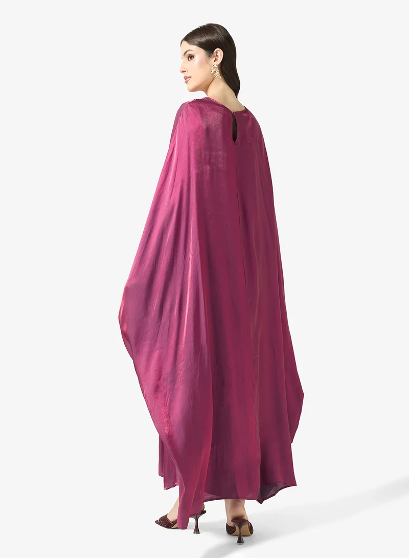 Khizana Dress With Exaggerated Cape Sleeve