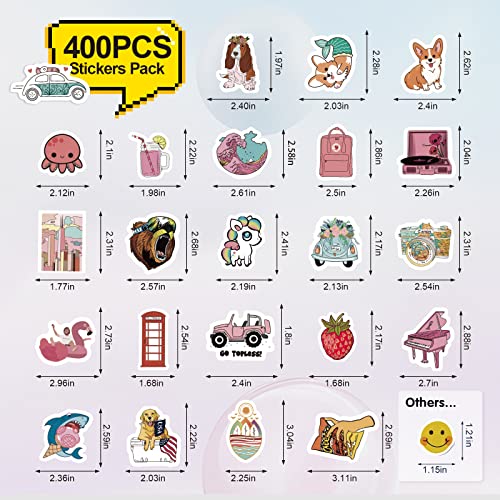 Arme Stickers Pack, 400 PCS Cute Vinyl Stickers for Water Bottles, Art Laptap Stickers for Kids Teens Girls Adults, Waterproof Stickers for Skateboard Notebooks Phone - Image 2