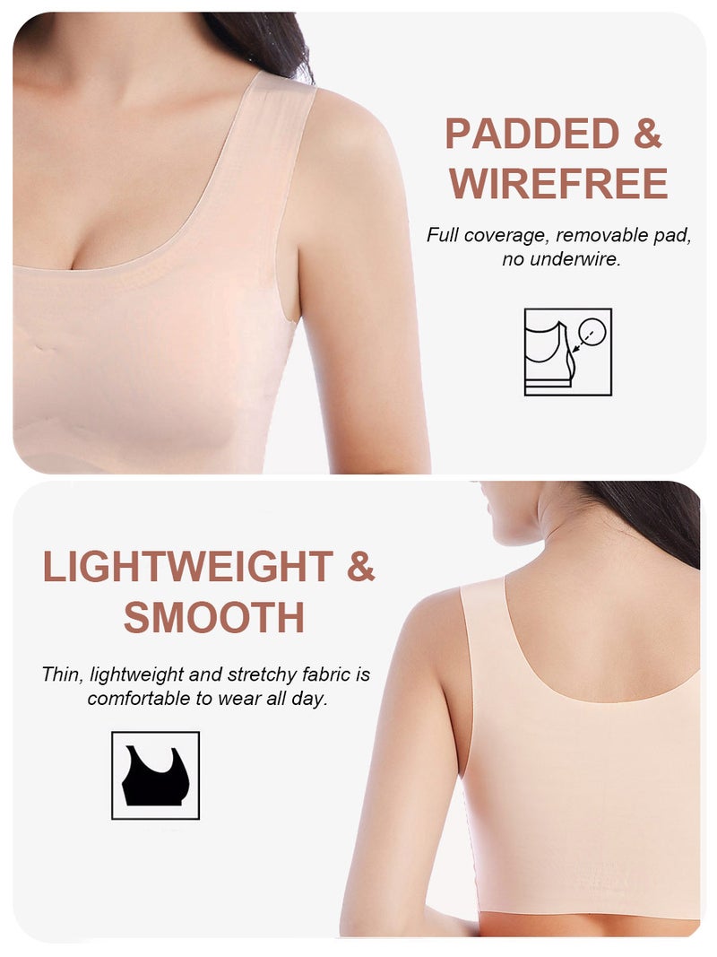 Women Comfortable Bra Plus Size Wirefree Soft Lightweight Tank Tops Sleep Bras - Image 3