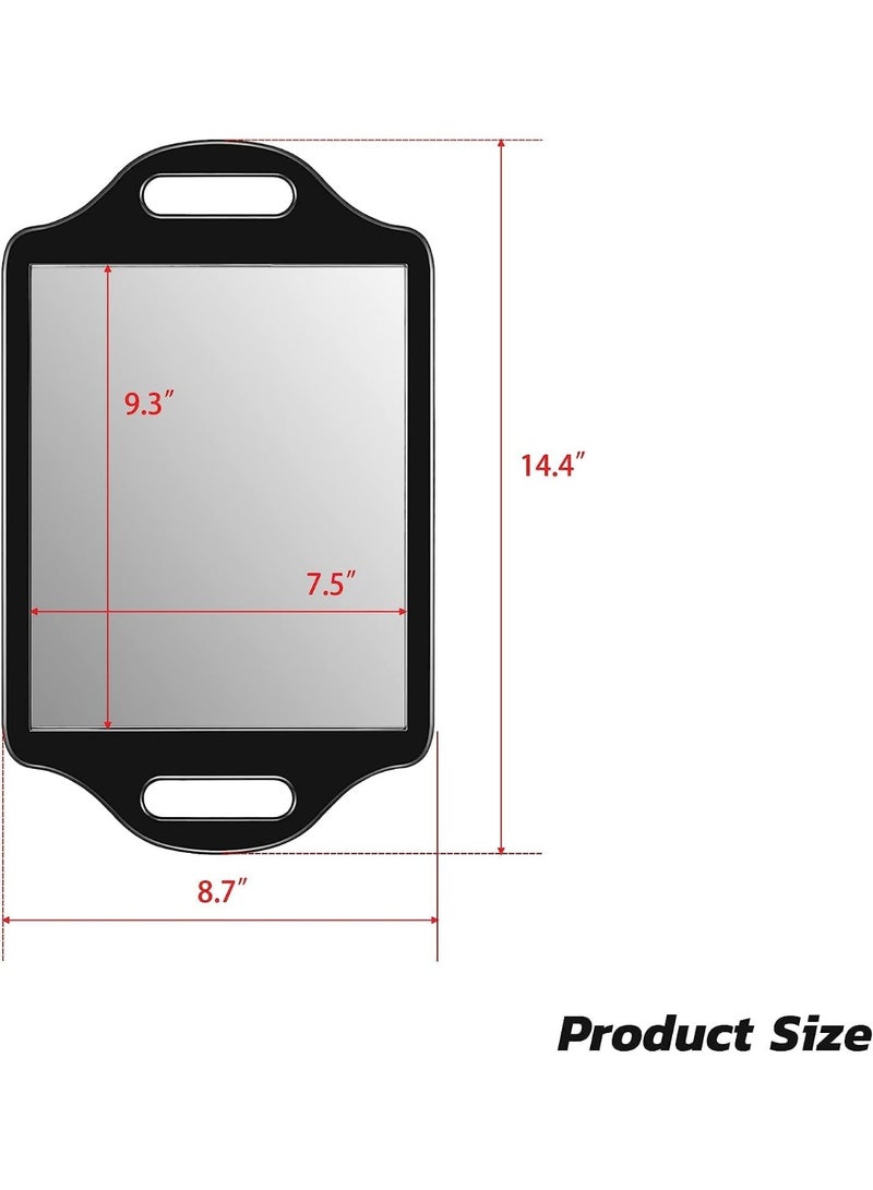 LA PERLA TECH  Large Hand Mirror with Handle -Professional salon mirro- hair stylist-Rectangular barber handheld mirror. (Black) - Image 3