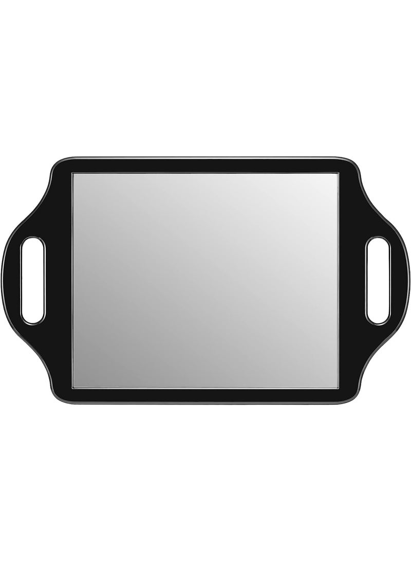 LA PERLA TECH  Large Hand Mirror with Handle -Professional salon mirro- hair stylist-Rectangular barber handheld mirror. (Black) - Image 1