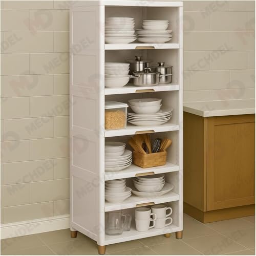 MECHDEL Wardrobe Organizer for Storage/Polypropylene Foldable & Stackable Closet Basket/Cupboard Organizer for Clothes/Mounted Closet Systems (CUPBOARD RACK-WHITE, 3PCS) - Image 5