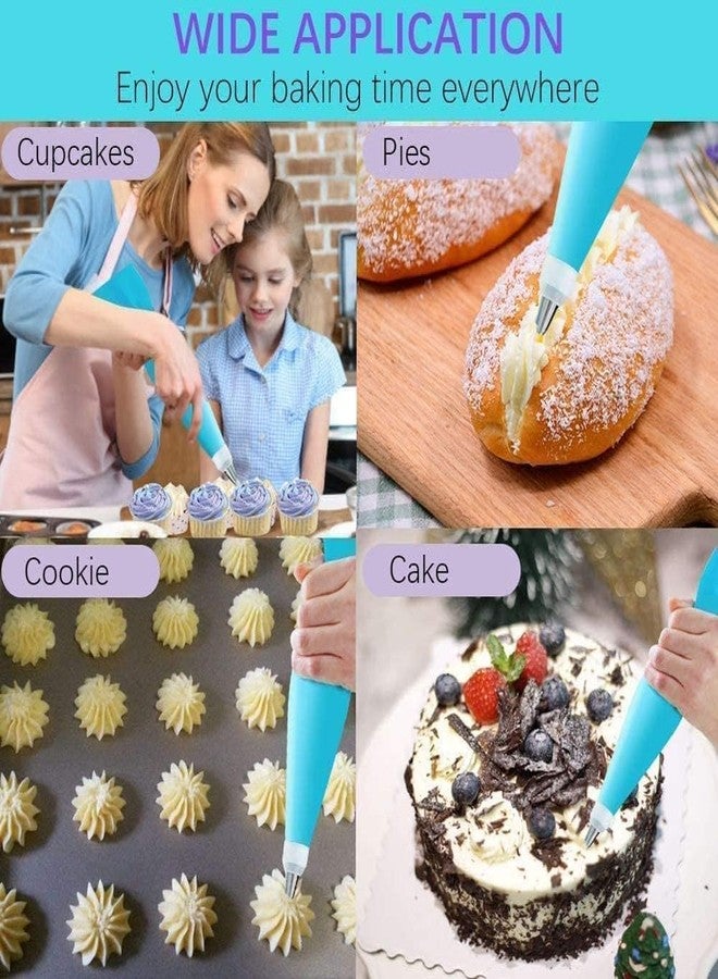 CAKE DECOR مجموعة فوهات تزيين الكيك - 6 رؤوس تزيين من الفولاذ المقاوم للصدأ - وصلة واحدة - كيس تزيين واحد - أدوات معجنات للكب كيك والكيك والبسكويت - مجموعة أدوات خبز منزلية - سهلة التنظيف - قابلة لإعادة الاستخدام - Image 5