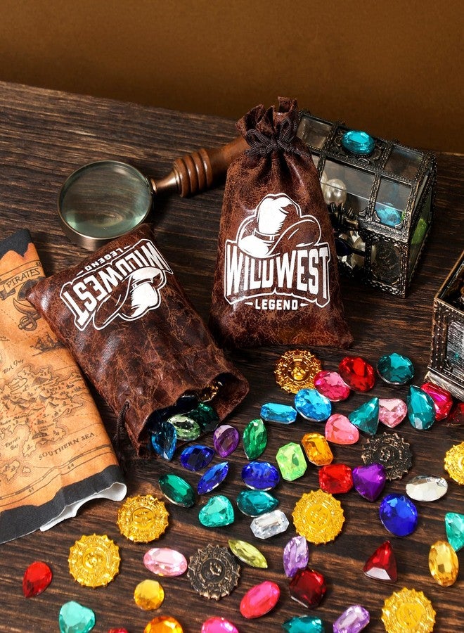 RICHNESS Cowboy Party Favor Bags Kids Drawstring Western Gift Bags for Wild West Theme Party Decor cowboy gift bag 4x6 Inches Faux Cow Skin Goodie Bags Pack of 12 - Image 5