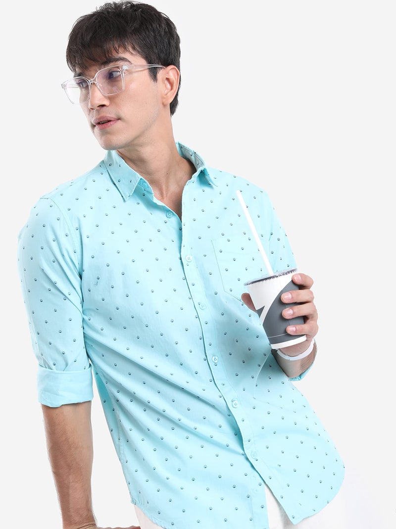 KETCH Mens Full Sleeves Slim Fit Shirt (KHSH001329_Light Blue_M) - Image 2