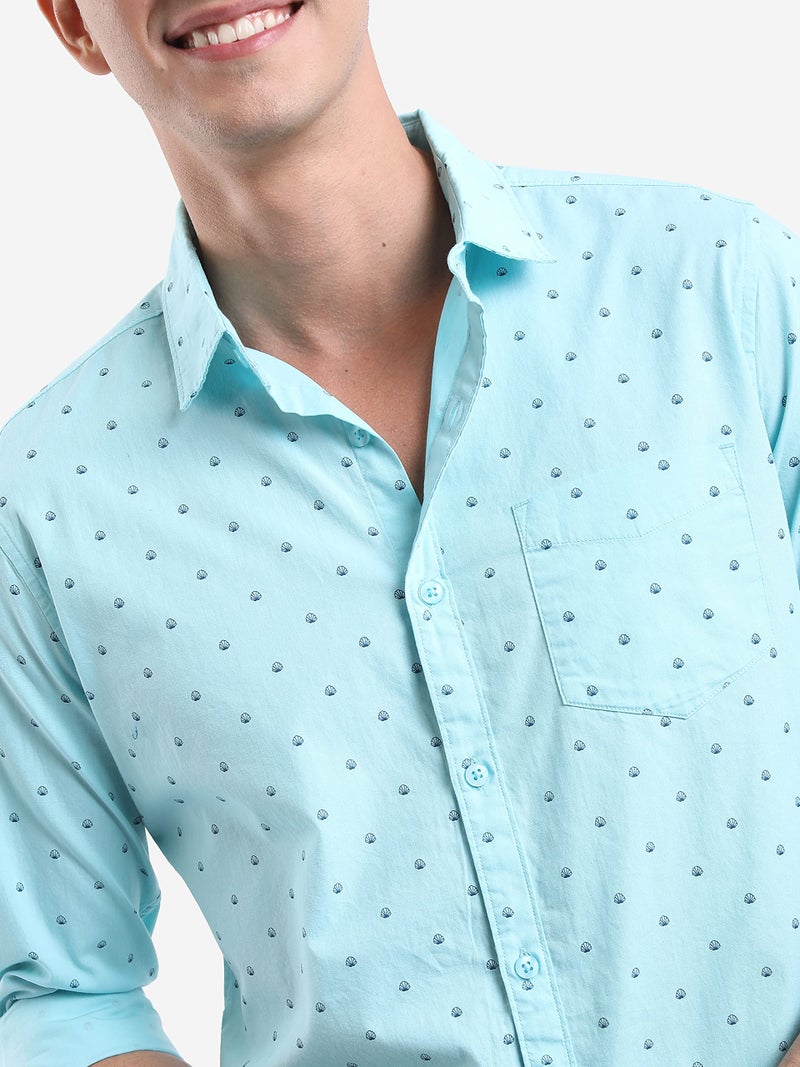 KETCH Mens Full Sleeves Slim Fit Shirt (KHSH001329_Light Blue_M) - Image 3