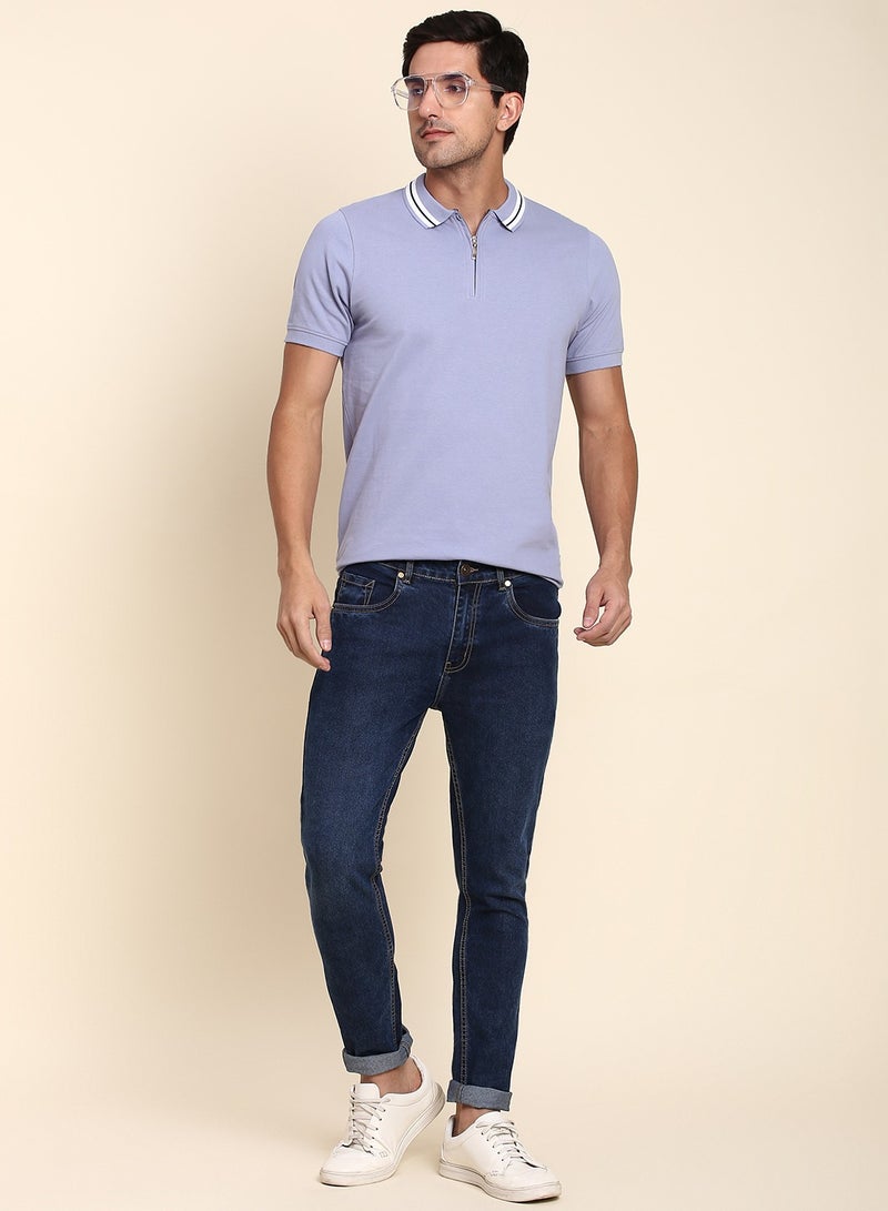 Dennis Lingo Men's Powder Blue Regular Fit Cotton Polo T-shirt - Image 5