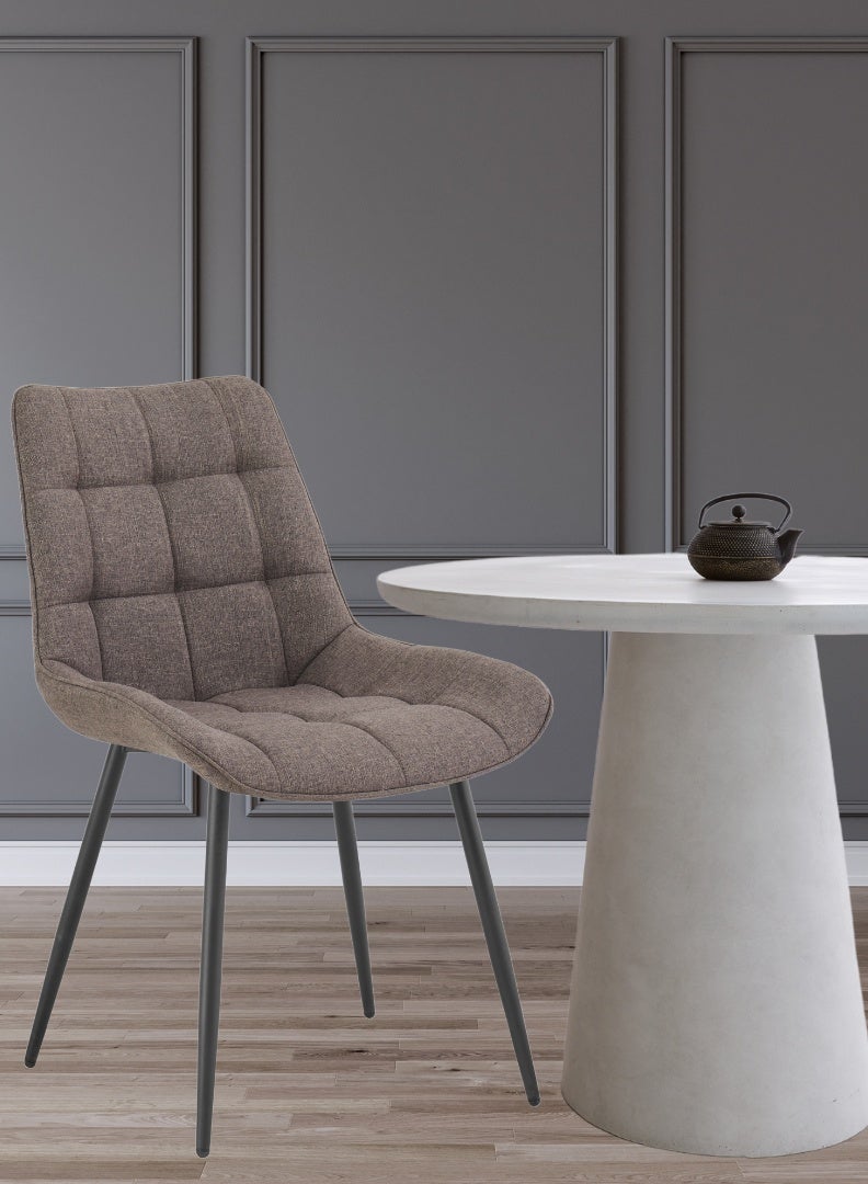 اي اف تي كرسي طعام مريح منجد بمسند ظهر مبطن - أرجل معدنية متينة، مقعد من قماش ناعم - الأبعاد: ٨٥ سم ارتفاع × ٦٠ سم عمق × ٥٤ سم عرض - ارتفاع المقعد ٤٨ سم - يتحمل وزن ١٣٠ كجم - تصميم عصري للمنزل أو المكتب. بني (عرفان) - Image 3