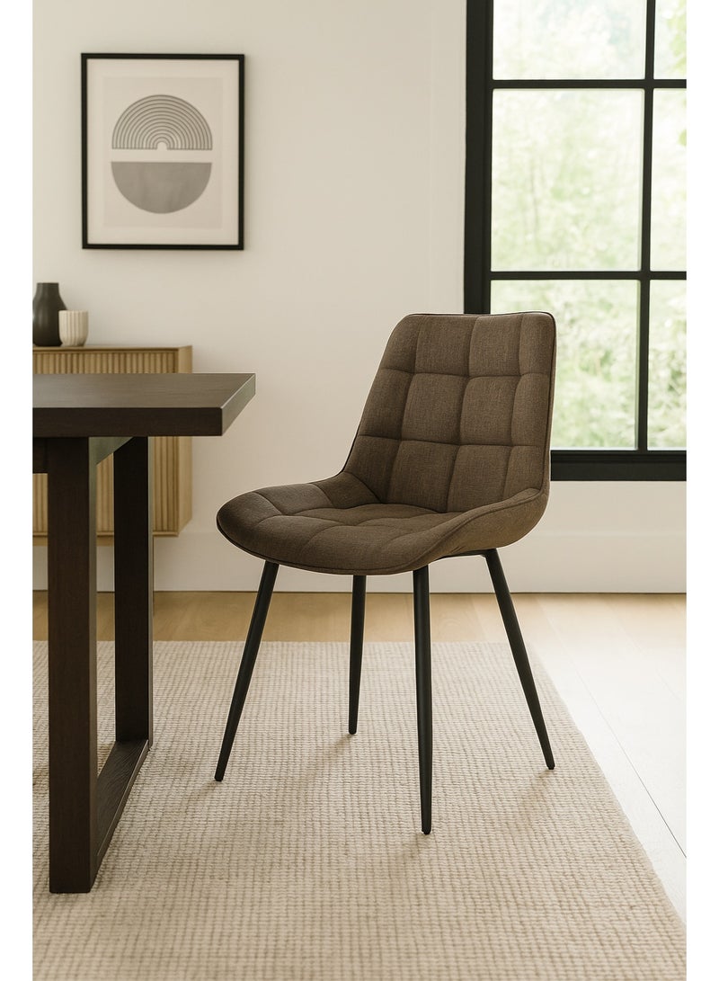 اي اف تي كرسي طعام مريح منجد بمسند ظهر مبطن - أرجل معدنية متينة، مقعد من قماش ناعم - الأبعاد: ٨٥ سم ارتفاع × ٦٠ سم عمق × ٥٤ سم عرض - ارتفاع المقعد ٤٨ سم - يتحمل وزن ١٣٠ كجم - تصميم عصري للمنزل أو المكتب. بني (عرفان) - Image 1