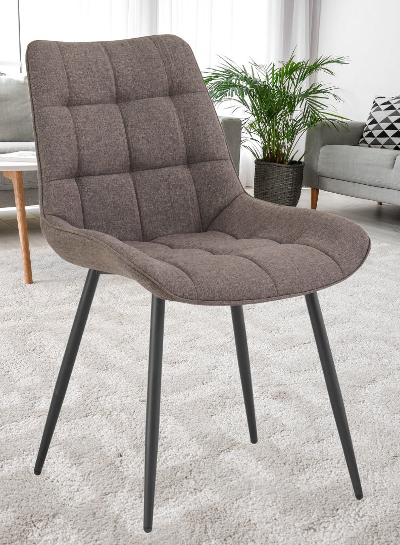 اي اف تي كرسي طعام مريح منجد بمسند ظهر مبطن - أرجل معدنية متينة، مقعد من قماش ناعم - الأبعاد: ٨٥ سم ارتفاع × ٦٠ سم عمق × ٥٤ سم عرض - ارتفاع المقعد ٤٨ سم - يتحمل وزن ١٣٠ كجم - تصميم عصري للمنزل أو المكتب. بني (عرفان) - Image 2