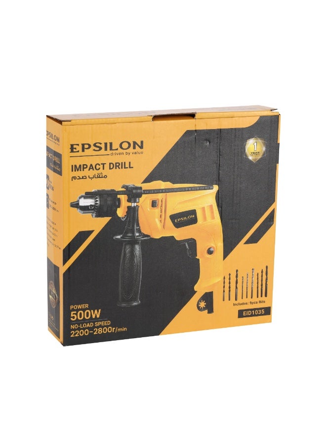 Epsilon 500W Impact Drill with 13mm Chuck | No-Load Speed 2200–2800 RPM | Ergonomic Handle, Ideal for Home & Professional Use - Image 3