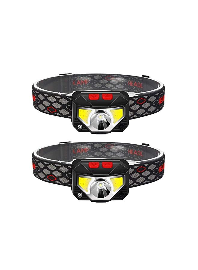 Pritzker 2 Pack Rechargeable Headlamp Flashlight, 800 Lumens Motion Sensor Head Lamp, Ipx4 Waterproof, Bright White Cree Led And Red Light, Perfect For Running, Camping, Hiking, Black - Image 2