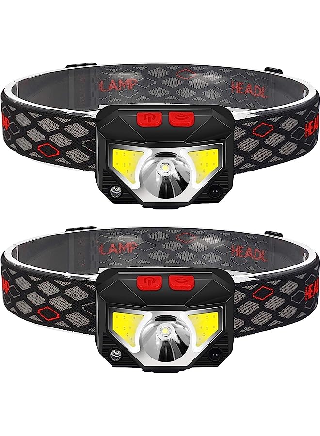 Pritzker 2 Pack Rechargeable Headlamp Flashlight, 800 Lumens Motion Sensor Head Lamp, Ipx4 Waterproof, Bright White Cree Led And Red Light, Perfect For Running, Camping, Hiking, Black - Image 1