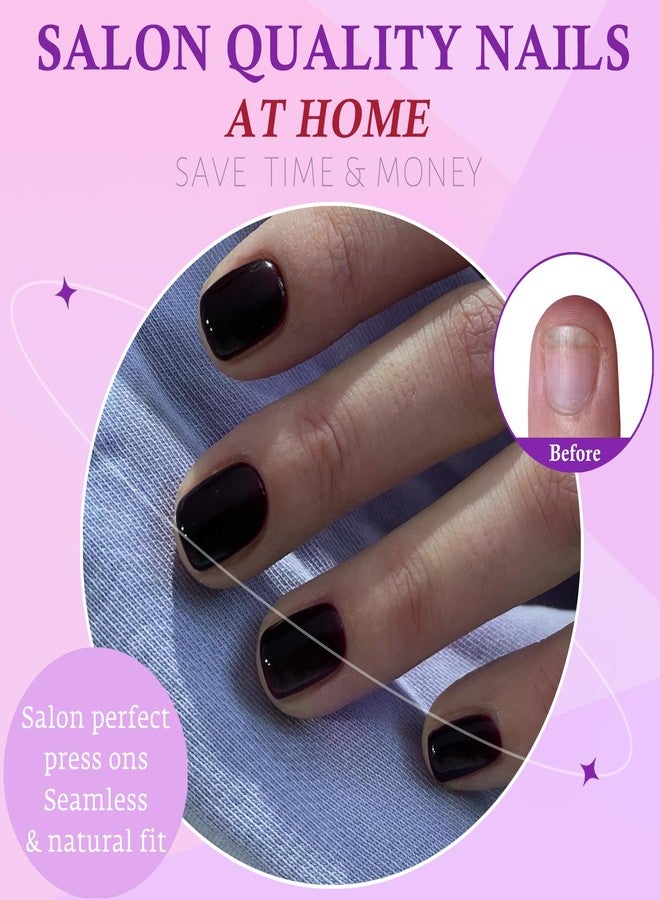 LuckForever 240pc Black Press on Nails Short Square Fake Nails with Adhesive Tabs, Short Acrylic Nails Press ons Black Glue on Nail False Nail Square Artificial Fingernail for Women Girls Kids - Image 5