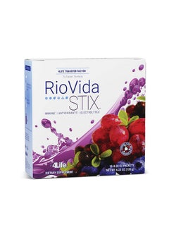 4life Transfer Factor Riovida Stix Trifactor Formula Immune And Antioxidant Support With Elderberry And Acai 15 Powder Packs  - Image 2