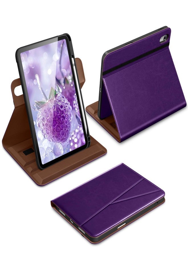 DTTO for iPad A16 Case, iPad 11th / 10th Generation Case (2025/2022), 360 Degree Rotating Premium Leather Folio Stand Cover with Pencil Holder, Dark Purple - Image 1