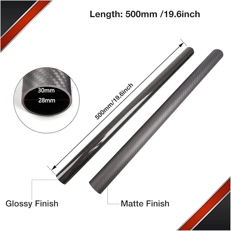 30x28x500mm أنبوب من ألياف الكربون 3K نسج تويل سطح غير لامع لطائرات الملتيكوبتر DIY - Image 5