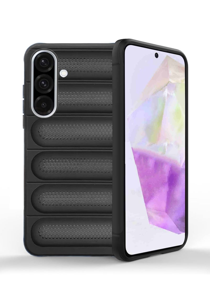 Wtech Samsung Galaxy A36 5G 2025 / Samsung Galaxy A56 5G 2025 Premium Translucent within Air Bag TPU with Band Texture Case Cover - Black - Image 1