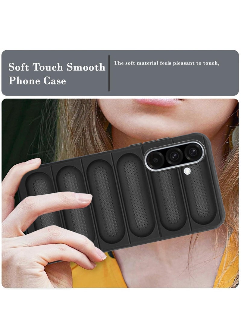 Wtech Samsung Galaxy A36 5G 2025 / Samsung Galaxy A56 5G 2025 Premium Translucent within Air Bag TPU with Band Texture Case Cover - Black - Image 3