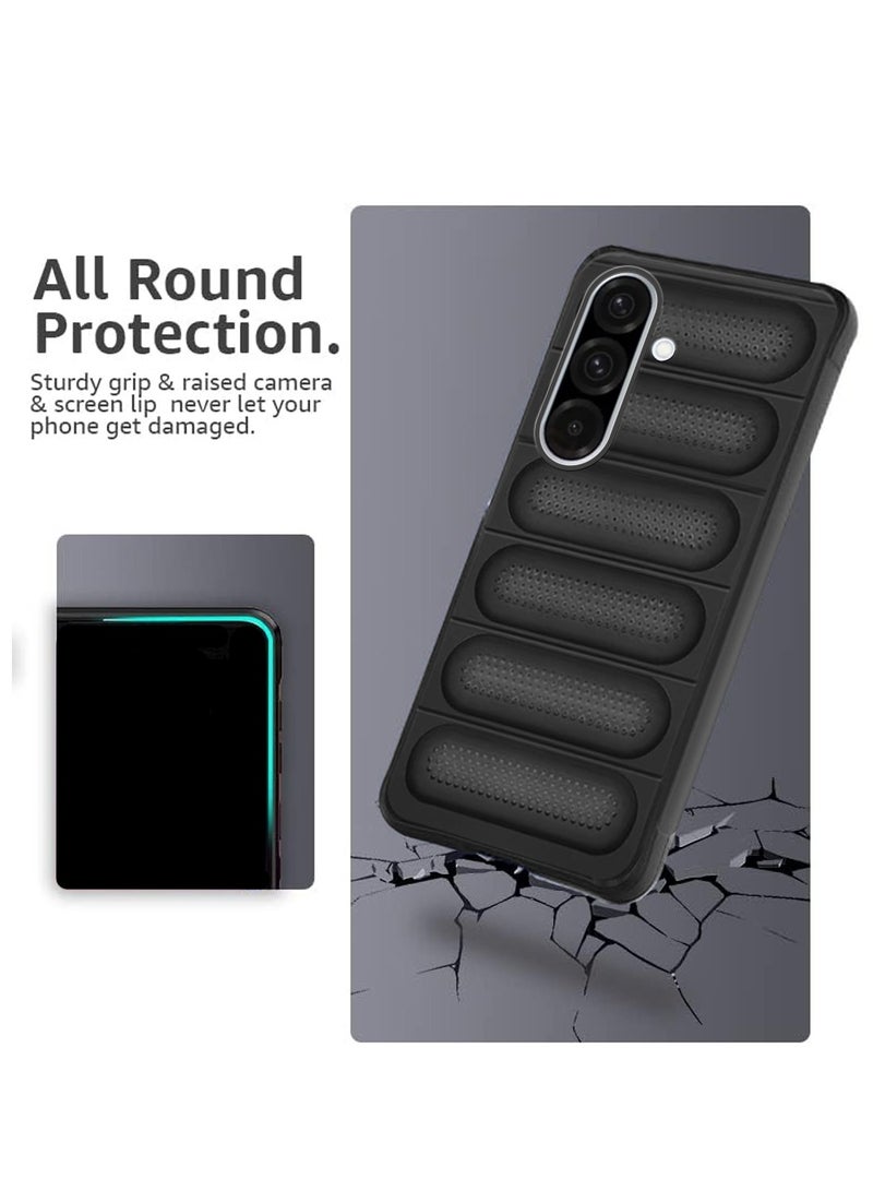 Wtech Samsung Galaxy A36 5G 2025 / Samsung Galaxy A56 5G 2025 Premium Translucent within Air Bag TPU with Band Texture Case Cover - Black - Image 5