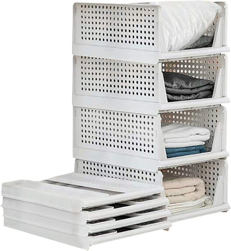 SpaceOrganizer Foldable And Stackable Closet Organizer Drawer (5PCS-SAMLL, White) - Image 5