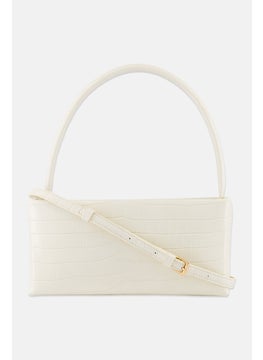 Moda Luxe Women Textured Cross Body Bag 13 H x  27 L x 6 W cm, Off White  - Image 1