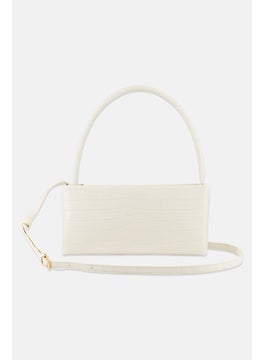 Moda Luxe Women Textured Cross Body Bag 13 H x  27 L x 6 W cm, Off White  - Image 3