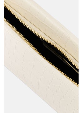 Moda Luxe Women Textured Cross Body Bag 13 H x  27 L x 6 W cm, Off White  - Image 5