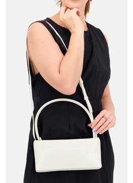 Moda Luxe Women Textured Cross Body Bag 13 H x  27 L x 6 W cm, Off White  - Image 2