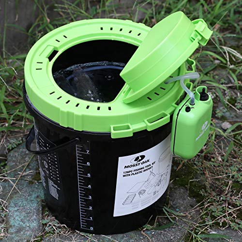 Mossy Oak 126PC Fishing Tool Kit, Fishing Gear Accessories Includes Bait Bucket with Speed Aerator, 25-in-1 Fishing Pliers, Fillet Knife, Hook Assortment, Gloves & More, Fishing Gifts for Fisherman - Image 4
