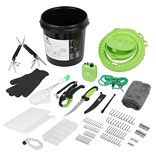 Mossy Oak 126PC Fishing Tool Kit, Fishing Gear Accessories Includes Bait Bucket with Speed Aerator, 25-in-1 Fishing Pliers, Fillet Knife, Hook Assortment, Gloves & More, Fishing Gifts for Fisherman - Image 1