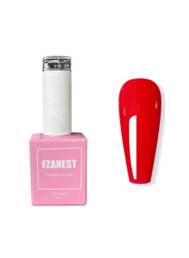 FZANEST Red Gel Nail Polish, 15ml Nail Gel Polish Fall Winter Color Soak Off UV LED Nail Art Starter Manicure Salon DIY at Home, 0.51 OZ #D88 - Image 1