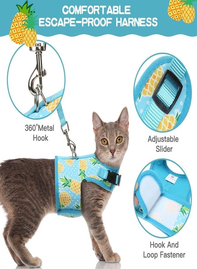 BINGPET Cat Harness - with Leash Included - Mesh Cat Dog Walking Harness Adjustable Harness for Kitties Puppy Harness Adjustable Cat Vest Harness Small Pineapple - Image 4