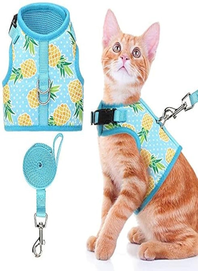 BINGPET Cat Harness - with Leash Included - Mesh Cat Dog Walking Harness Adjustable Harness for Kitties Puppy Harness Adjustable Cat Vest Harness Small Pineapple - Image 1